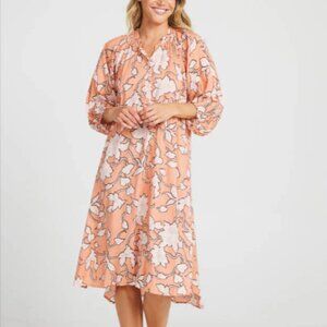 NWT Holiday Womens Orange Rain Forest Printed V Neck Midi Sundress Size XSmall